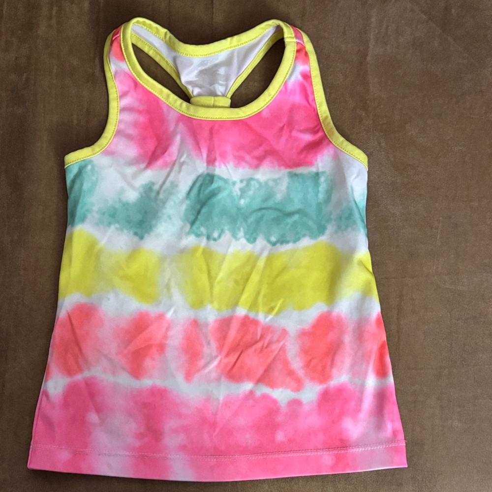 Vibrant Kids Tank Top with Pink, Yellow, and Green Stripes